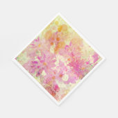 ピンクの水彩フローラ スタンダードランチョンナプキン (角)
