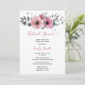 ピンクの水彩フローラ |バーチャルベビーシャワー 招待状 (スタンド正面)