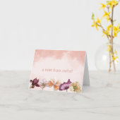 ピンクの水彩フローラ パーソナライズされた カード (黄色い花)