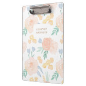 ピンクの水彩フローラ パーソナライズされた クリップボード (左)