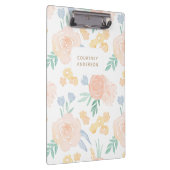 ピンクの水彩フローラ パーソナライズされた クリップボード (右)