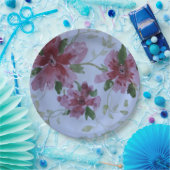 ピンクの水彩フローラ ペーパープレート (パーティー)