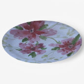 ピンクの水彩フローラ ペーパープレート (アングル)