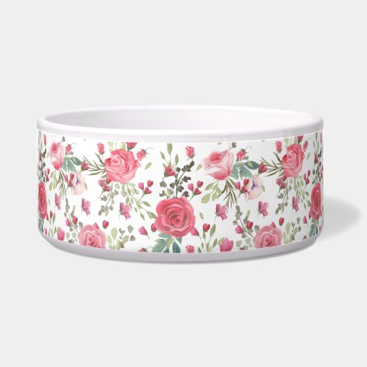 ピンクの水彩フローラ ボウル (正面)