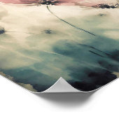 ピンクの水彩フローラ ポスター (角)