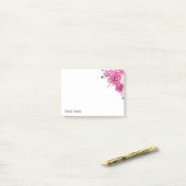 ピンクの水彩フローラ ポストイット (デスク上)