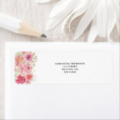 ピンクの水彩フローラ ラベル (インサイチュ)