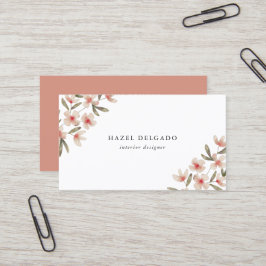 ピンクの水彩フローラ 名刺