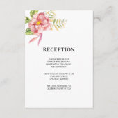 ピンクの水彩フローラ | 結婚披露宴 エンクロージャーカード (正面)