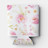 ピンクの水彩フローラ 缶クーラー (裏面)