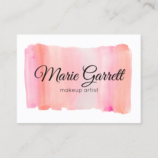 ピンクの水彩ブラシストローク 予約カード (裏面)