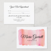 ピンクの水彩ブラシストローク 予約カード (正面/裏面)