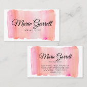 ピンクの水彩ブラシストローク 名刺 (正面/裏面)