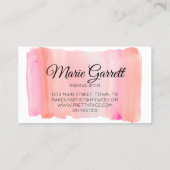 ピンクの水彩ブラシストローク 名刺 (裏面)