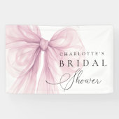 ピンクの水彩ボウのブライダルシャワー 横断幕 (横)