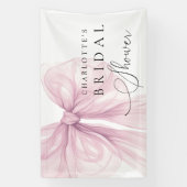 ピンクの水彩ボウのブライダルシャワー 横断幕 (縦)