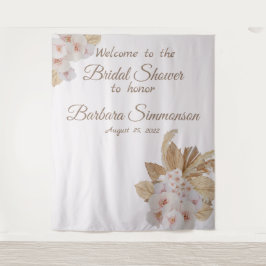 ピンクの水彩ボホパンパスグラス ウェディング タペストリー