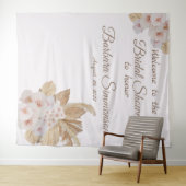 ピンクの水彩ボホ パンパスグラス ウェディング タペストリー (インサイチュ(横))