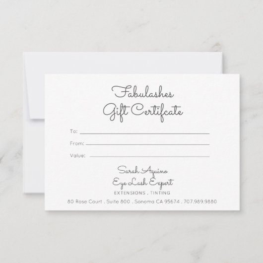 ピンクの水彩メイクアップアーティスト ギフト券 (裏面)