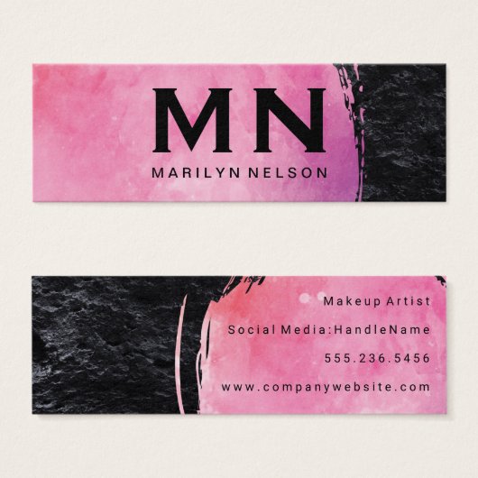 ピンクの水彩モノグラム (正面&裏面)