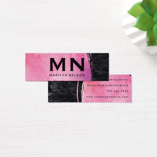 ピンクの水彩モノグラム (デスク)