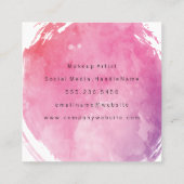 ピンクの水彩モノグラム スクエア名刺 (裏面)