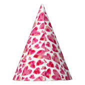 ピンクの水彩ラブハートパターン パーティーハット (裏面)