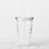 ピンクの水彩リボン ブラッシュ 花嫁の最後の夜 アクリルタンブラー (左)