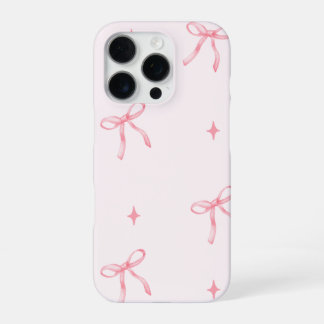 ピンクの水彩リボン iPhone 16 PROケース