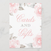 ピンクの水彩ローズ カードとギフト サイン 招待状 (正面)