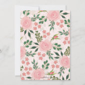 ピンクの水彩ローズ ゴールドアウトライン デザイン 招待状 (裏面)