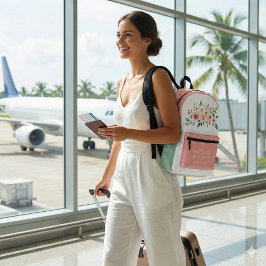 ピンクの水彩ローズ ブライド バックパック