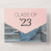 ピンクの水彩二写真卒業パーティー オールインワン招待状 (裏面)