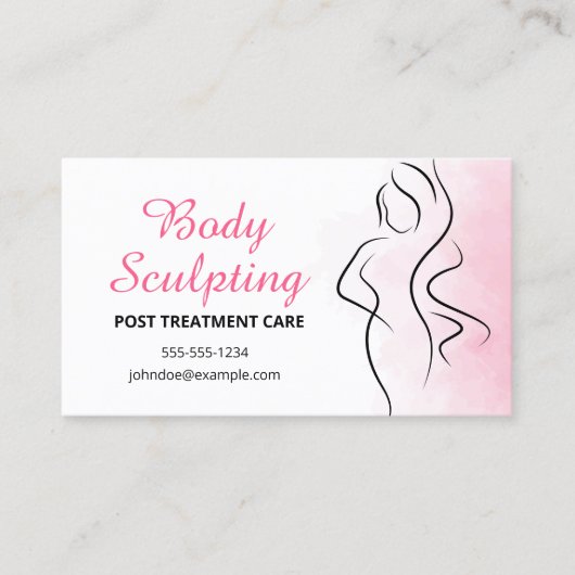 ピンクの水彩体スカルプト前/ポストトリートメント 名刺 (正面)