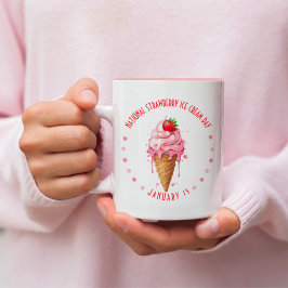 ピンクの水彩全国いちごアイスクリームの日 ツートーンマグカップ