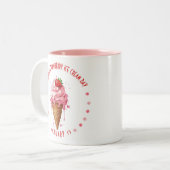 ピンクの水彩全国いちごアイスクリームの日 ツートーンマグカップ (正面左)