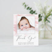 ピンクの水彩写真ガール誕生のお知らせ (スタンド正面)