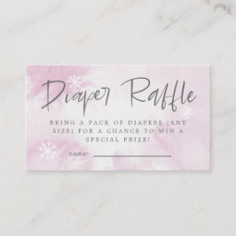 ピンクの水彩冬おむつラッフルチケット エンクロージャーカード
