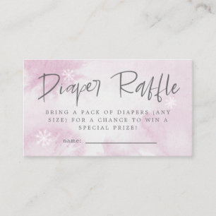 ピンクの水彩冬おむつラッフルチケット エンクロージャーカード