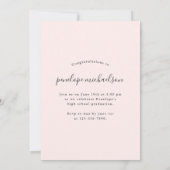 ピンクの水彩卒業パーティーの写真 招待状 (裏面)