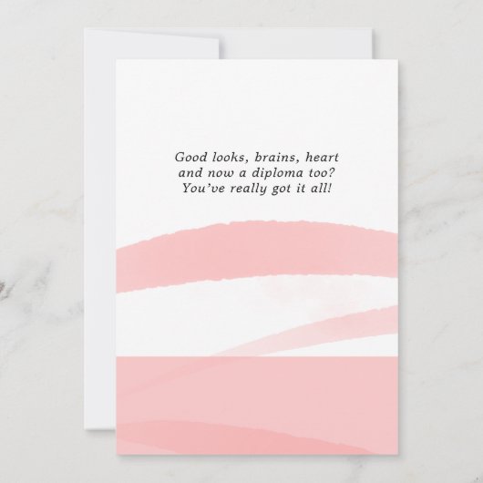 ピンクの水彩卒業生おめでとう2写真 カード (裏面)