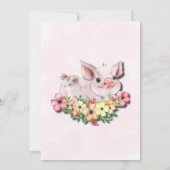 ピンクの水彩可愛い豚ガール赤ちゃんシャワー 招待状 (裏面)