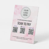 ピンクの水彩台座サイン 台座サイン (正面)