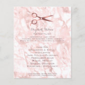 ピンクの水彩大理石のヘアスタイリストのはさみ チラシ (正面)