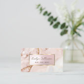 ピンクの水彩大理石の名刺 名刺 (スタンド正面)