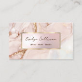 ピンクの水彩大理石の名刺 名刺 (正面)