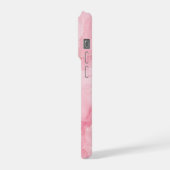 ピンクの水彩大理石模様 iPhoneケース (左側面)