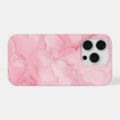 ピンクの水彩大理石模様 iPhoneケース (裏面横)