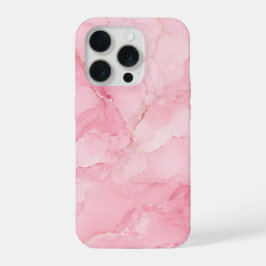 ピンクの水彩大理石模様 iPhone 15 PROケース