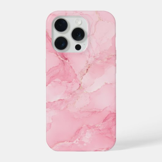 ピンクの水彩大理石模様 iPhoneケース (裏面)